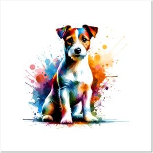 Russell Terrier in Colorful Abstract Splash Art Posters and Art